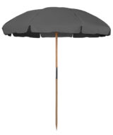 7.5' Push-Open Fiberglass Rib Wood Beach Umbrella with Button Connector