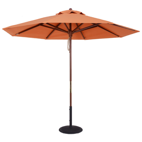 9' Pulley-Lift Wood Market Umbrella