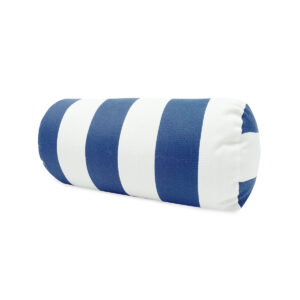 Striped patio bolster pillow on white background