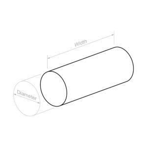 Illustration of patio bolster pillow describing how to measure width and diameter