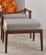 Patio ottoman with gray cushion